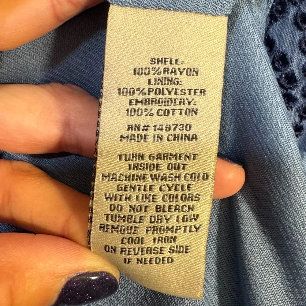 ECI Blue Sleeveless Crew Neck Sundress Fits like Sz 8 - Picture 4 of 4